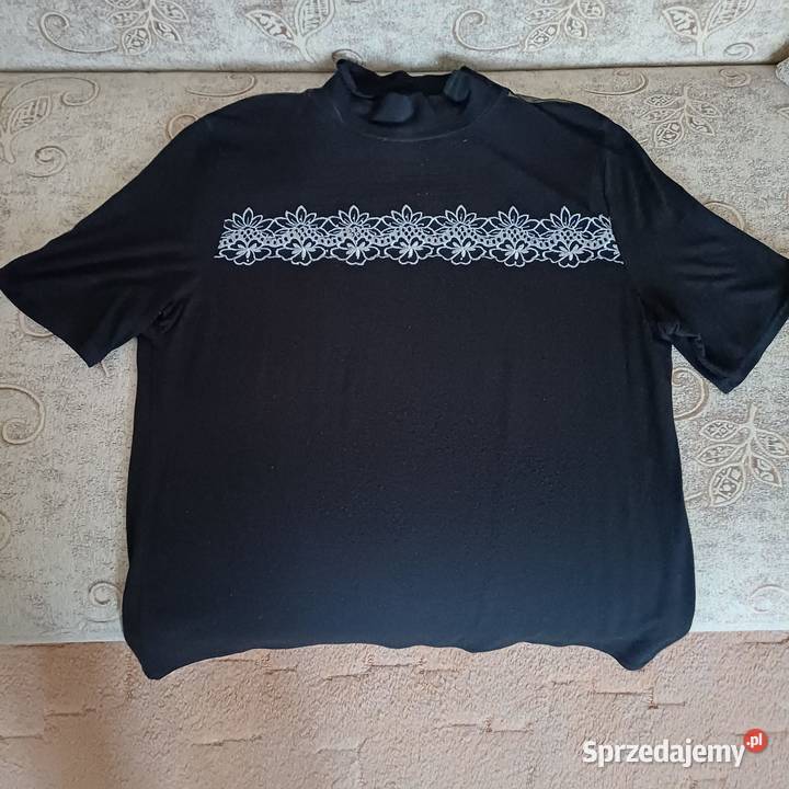 Bluzka damska czarna 48 z krótkim rękawem Rozmiar 48 Sieradz