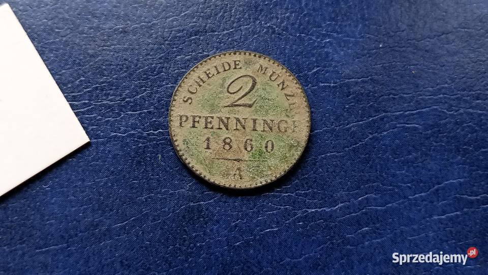 Stare monety 2 fenig 1860 Niemcy Lesko sprzedam