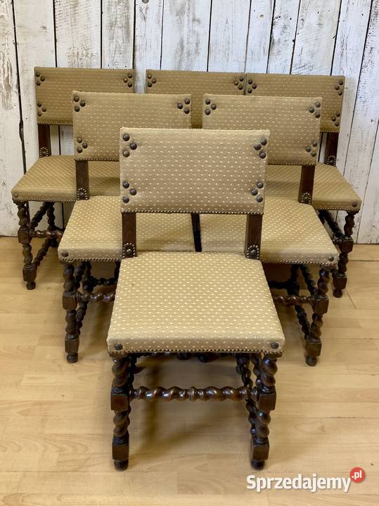 Zestaw 6 krzeseł renesansowych Francja antyk