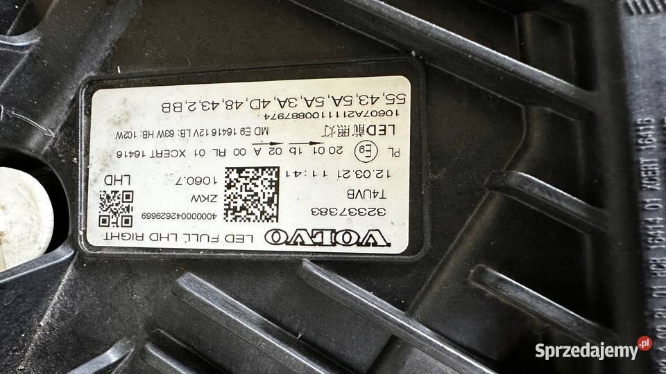 VOLVO XC60 II LAMPA PRAWA FULL LED 32337383 Gorzów Wielkopolski