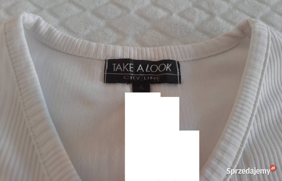 Bezrękawnik męski koszulka biały prążki slim fit Czeladź