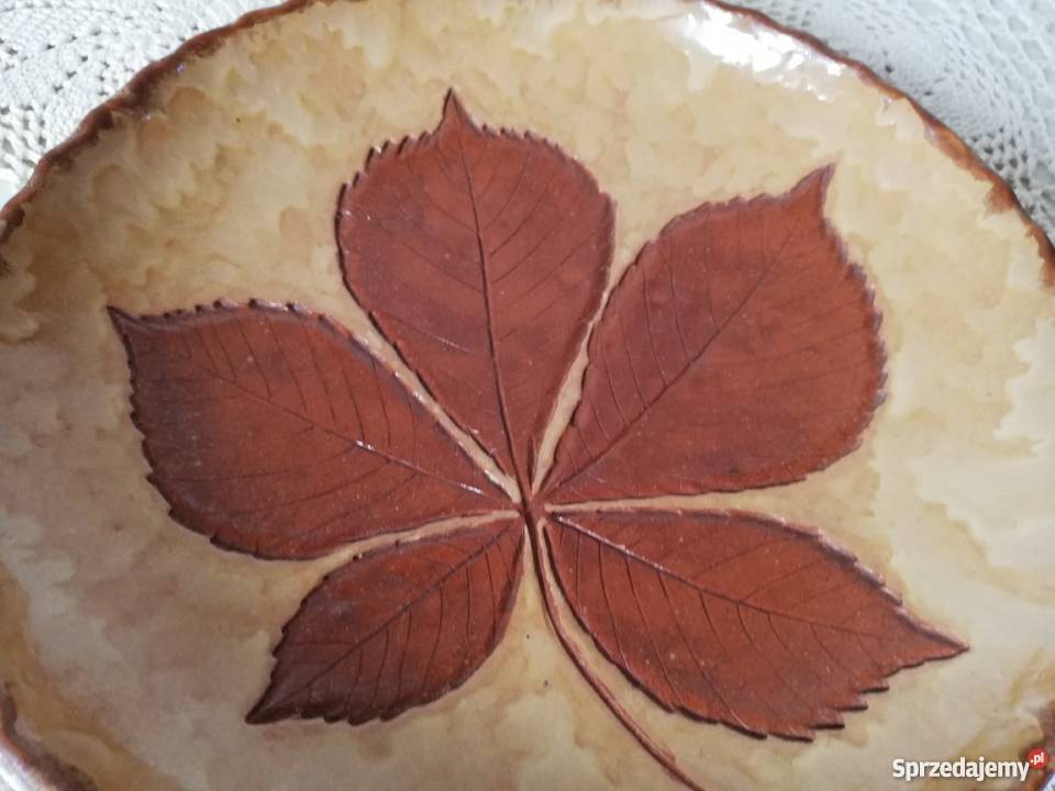Patera brązowy liść Porcelana i szkło Gorlice