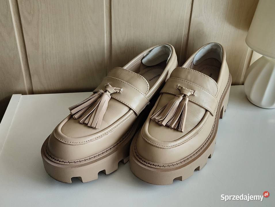 Buty Reserved 39 beżowe skóra loafersy mokasyny Szczecin