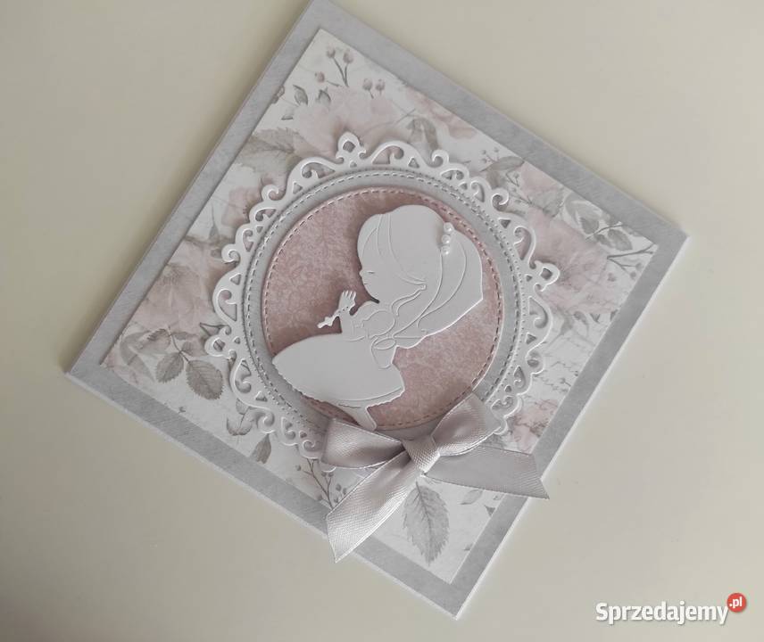 Kartka ręcznie robiona Komunia Święta handmade Łódź