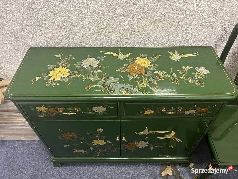 Vintage orientalny komplet ręcznie malowany Warszawa sprzedam