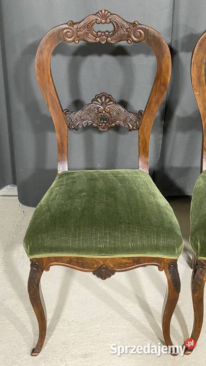 Komplet 6 rzeźbionych krzeseł w stylu Gryfice