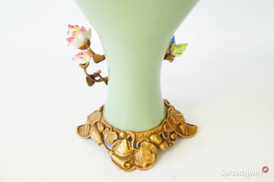 Porcelanowy wazon ptaki kolibry porcelana z Gizałki