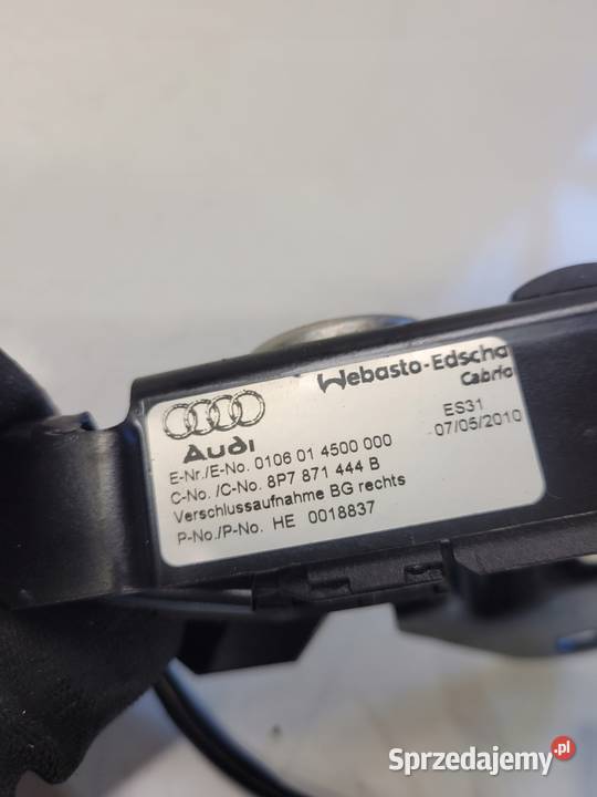 ZAMEK RYGIEL DACHU AUDI A3 8P CABRIO 8P7871444B śląskie Przystajń