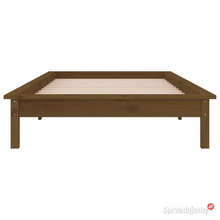 Rama łóżka z LED miodowy brąz lite drewno 90x190 101cm
