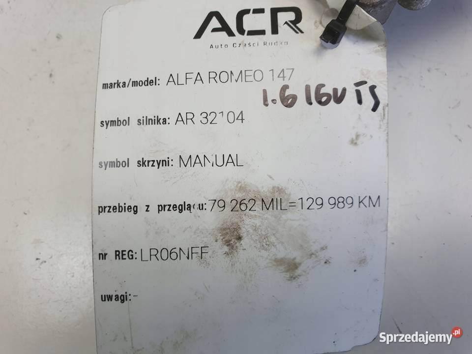 Alfa Romeo 147 16 16V TS STEROWNIK SILNIKA osobowe lubelskie Chełm
