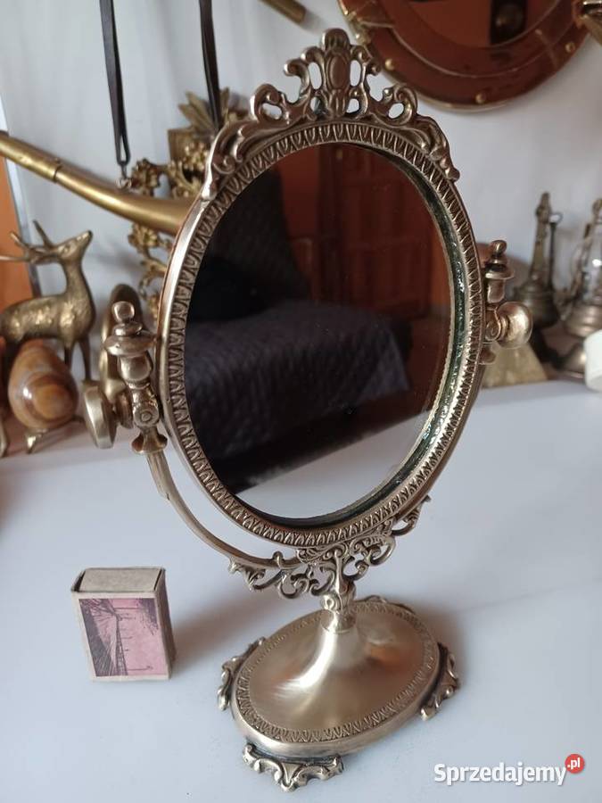 Piękne stojące lusterko w mosiężnej obudowie Poznań
