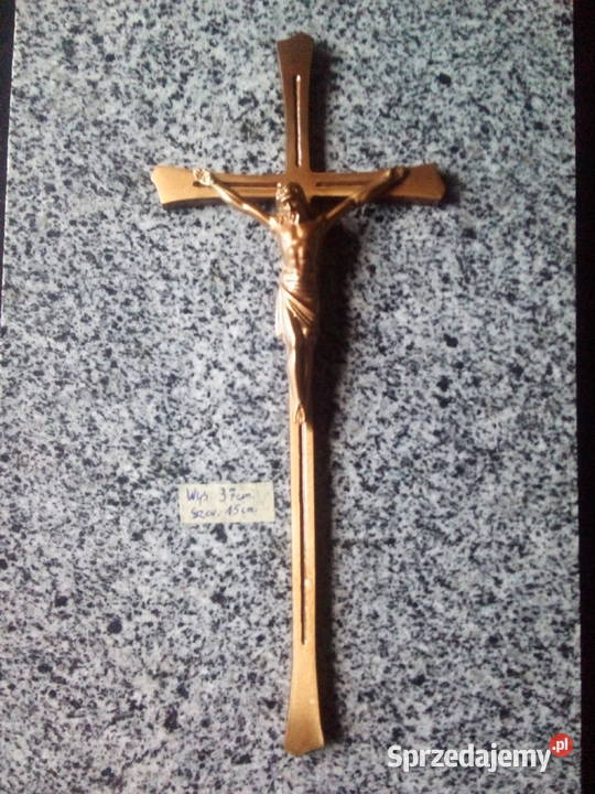 Krzyż miedziowany mosiądz Jezus mazowieckie Strzegowo