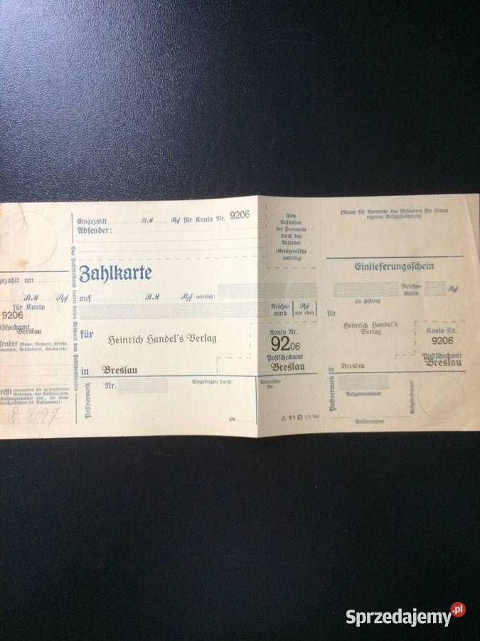 244 Niemiecki Blankiet Pocztowy Breslau