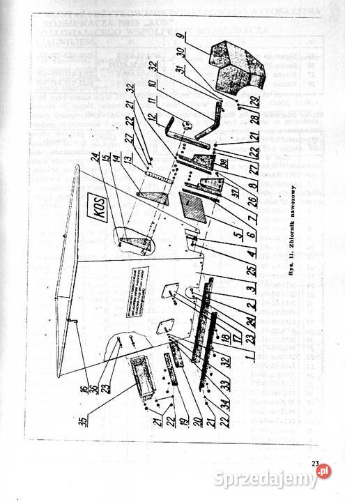 Instrukcja i katalog części rozsiewacz KOS NO15 podkarpackie Stalowa Wola