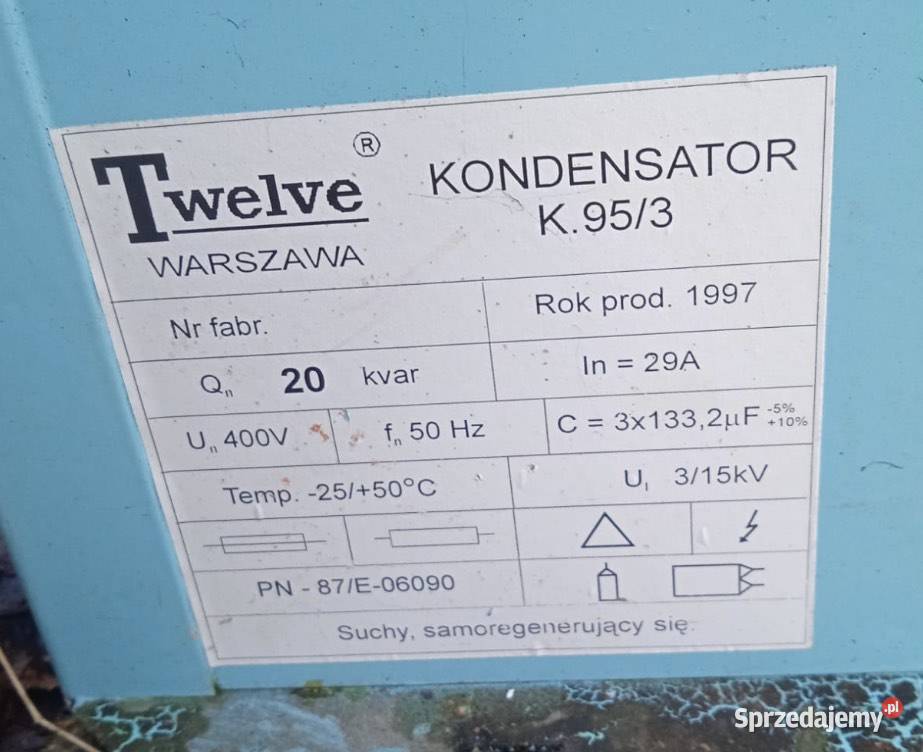 Kondensator mocy 400v 29A 596A 20kvar 40kvar dolnośląskie Świebodzice