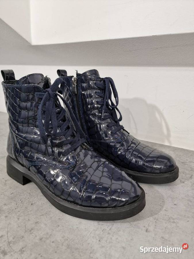Botki skóra lakier granat 36 Venezia niebieski śląskie Żywiec sprzedam