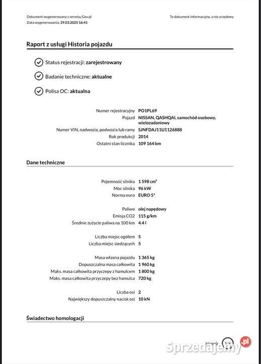 Nissan Qashqai Tekna 2014 16DCi Gniezno