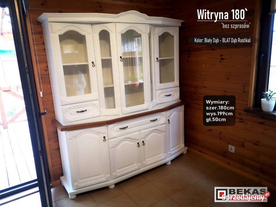 Witryna Biała 180 Dębowa Blat Dąb Naturalny 180cm Katowice sprzedam