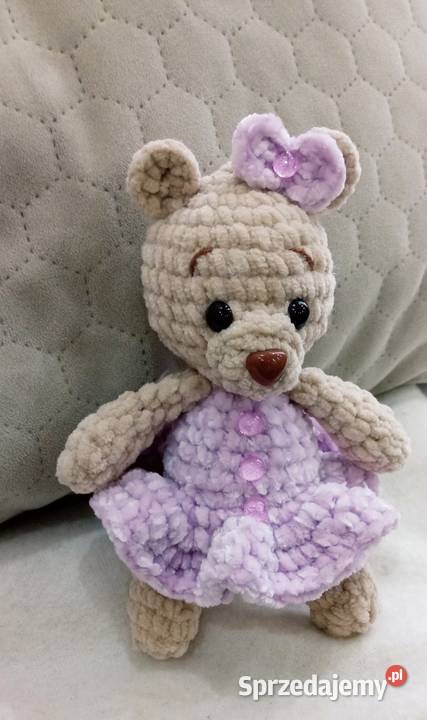 Miś wykonany na szydełku Łask