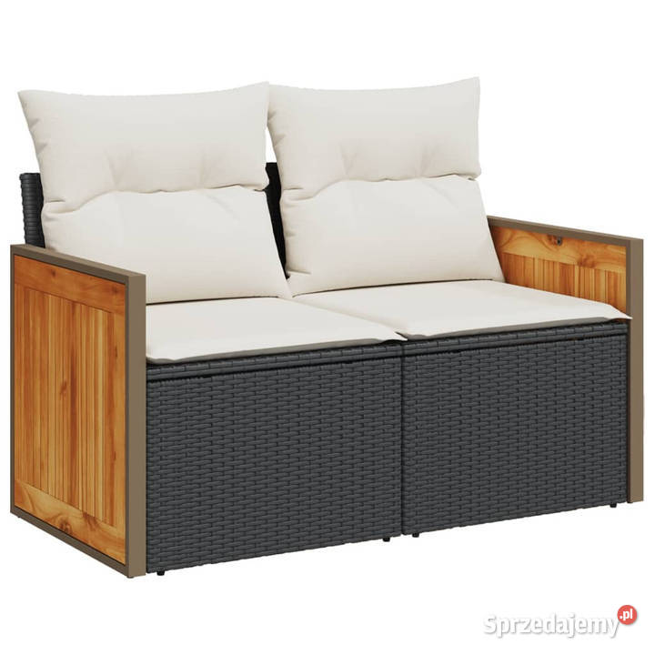 Sofa ogrodowa z poduszkami 2osobowa czarna Warszawa