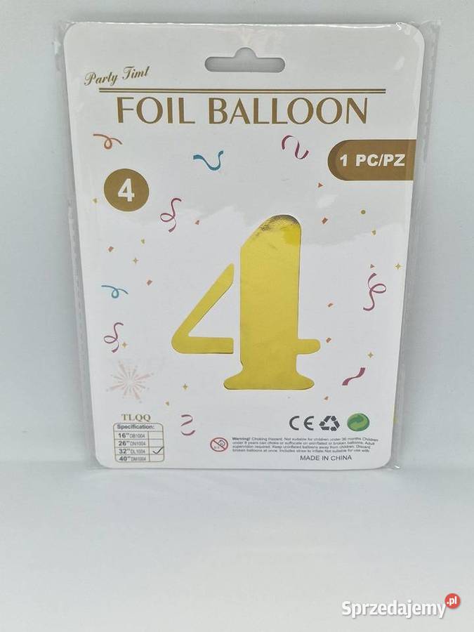 Balon foliowy w kształcie cyfry 4 złoty balon Dekoracje i ozdoby Biała Podlaska
