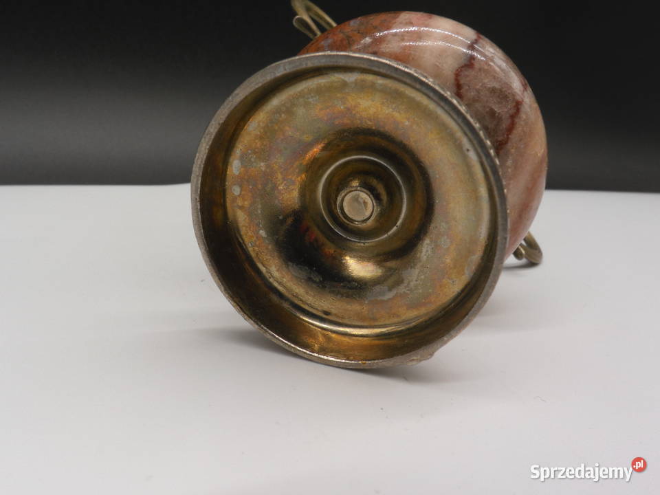 Miniaturowy Wazon Onyks i Mosiądz Vintage Lata Porcelana i szkło