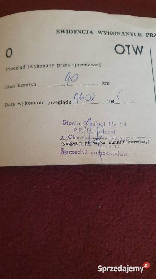 Książka gwarancyjna polski fiat 126p Konin