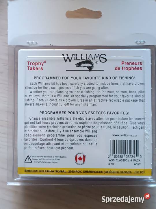 Williams wahadłówki Wędkarstwo sprzedam