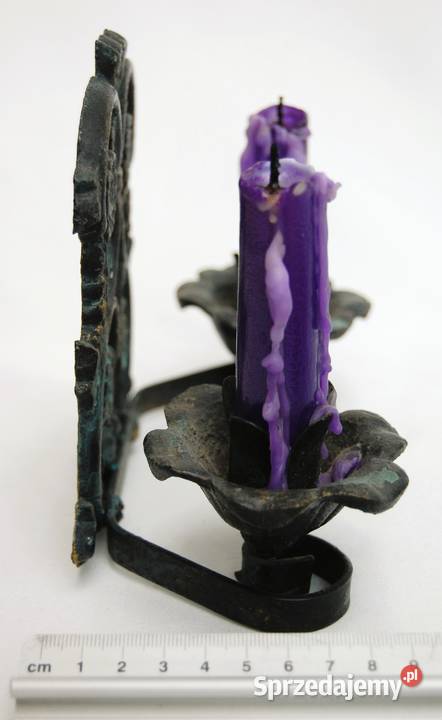 Świecznik żeliwny metalowy patynowany lubelskie Lublin