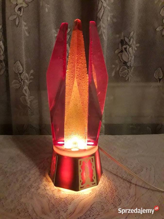 Lampka nocna kryształy lampa stołowa brązowa PRL Antyki Piotrków Trybunalski