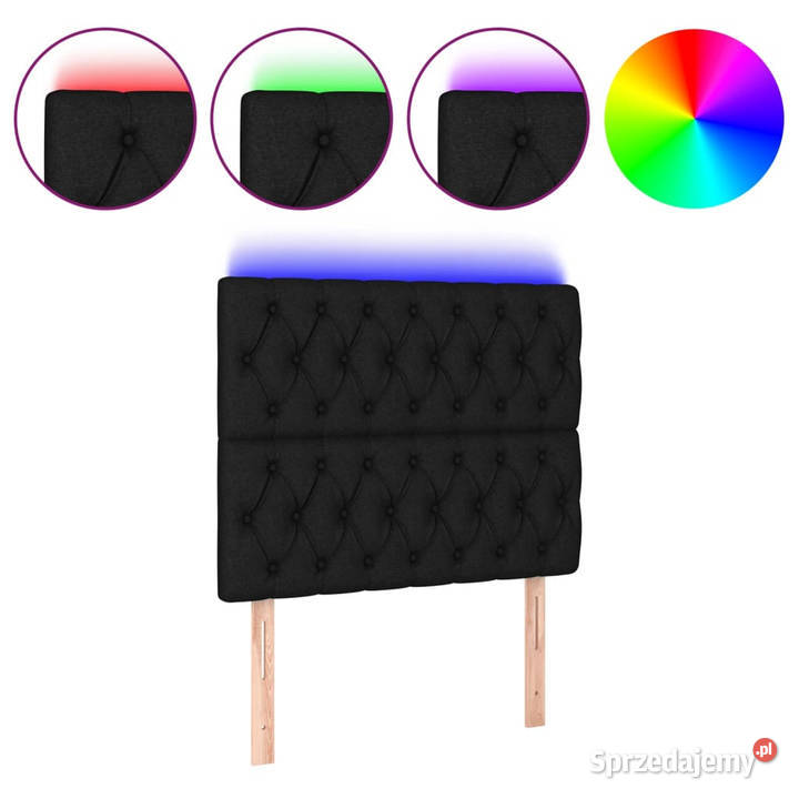 Zagłówek do łóżka z LED czarny 90x7x118128 sprzedam