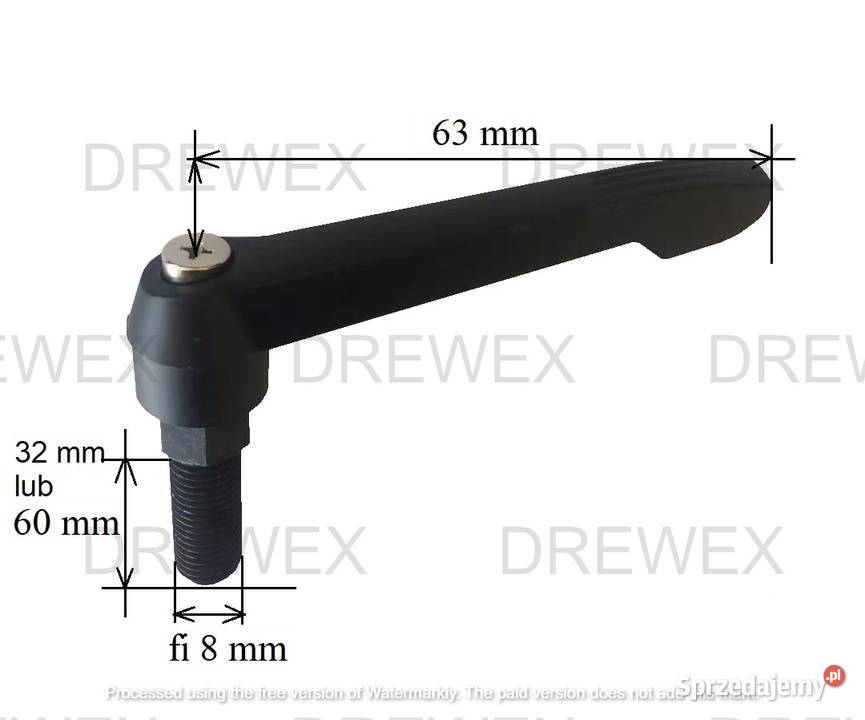 Rękojeść rączka klamka do maszyny stalowa gwint Sidzina