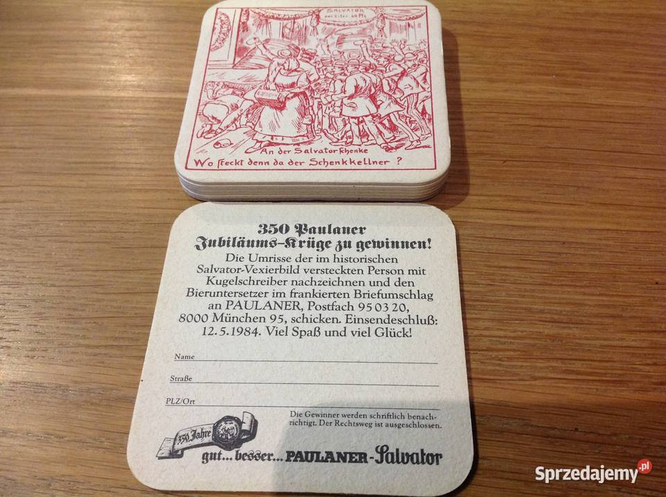 Stara Podkładka Dwustronna pod Piwo SALVATOR 7 lubuskie Nowa Sól sprzedam