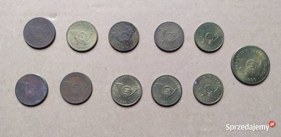 Żetony telefoniczne A i C x 11 sztuk PRL Łódź