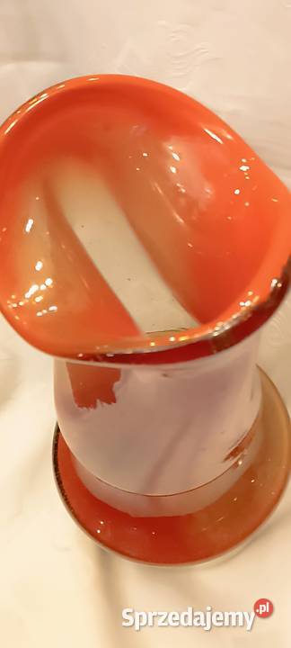 Wazon czerwony Szkło artystyczne PRL proj Kraków