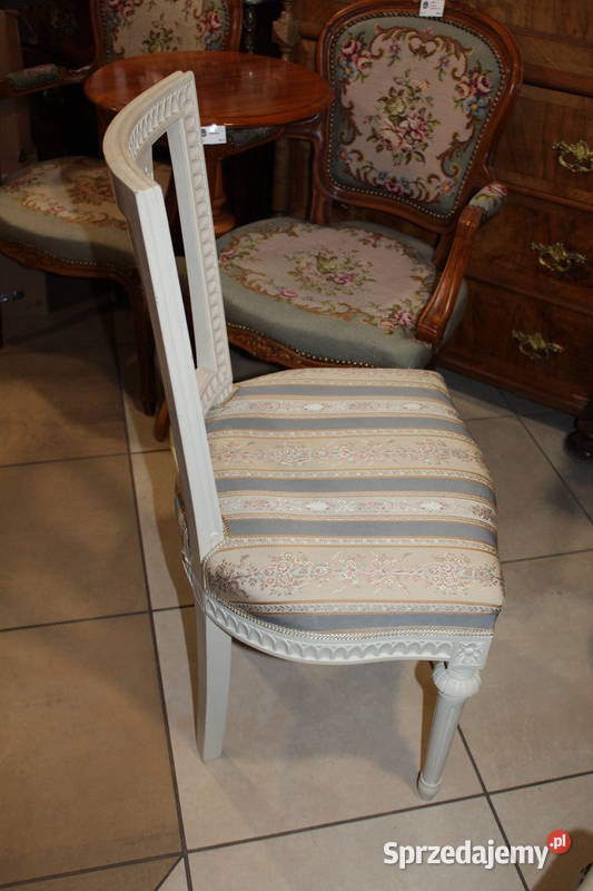 Białe krzesło Gustawiańskie 694 Szczecin