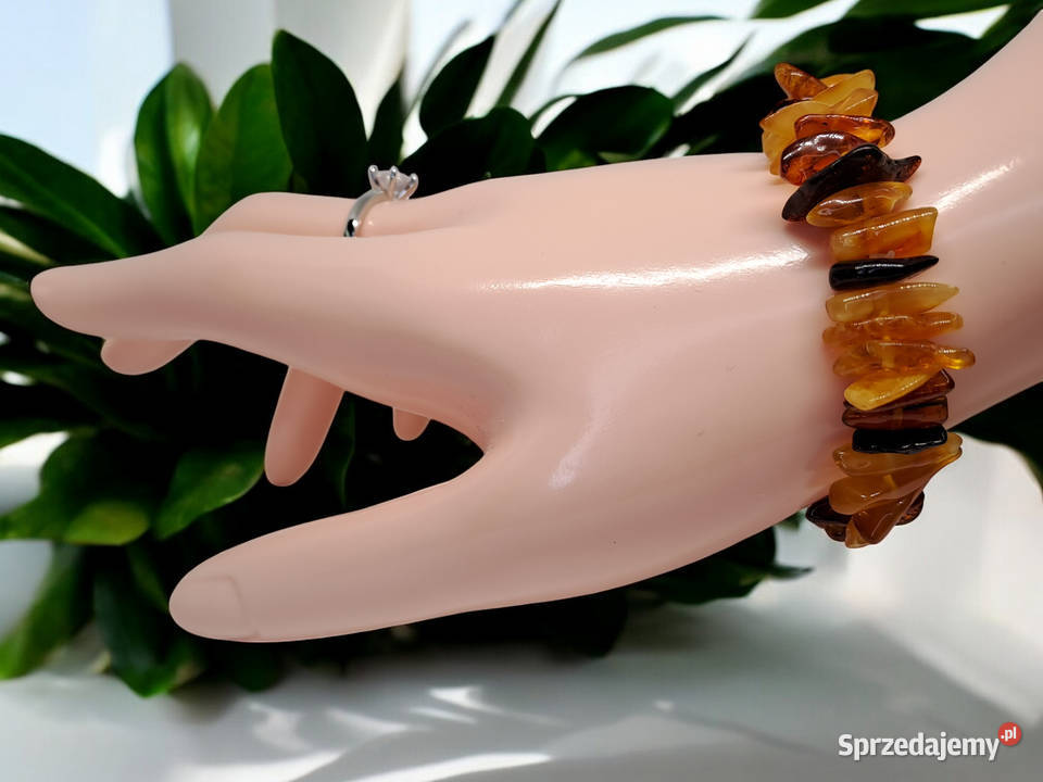 Bransoletka z bursztynu bursztyn sieczka koniak Warszawa