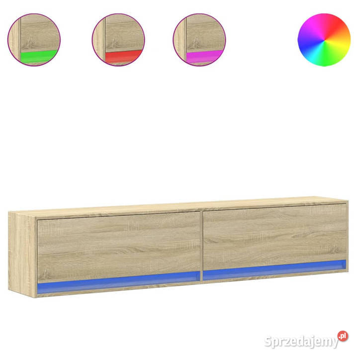 Ścienna szafka pod TV z LED dąb sonoma 180x31x38 Warszawa