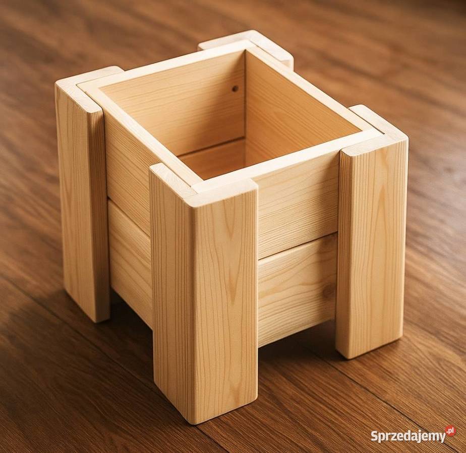 Doniczka drewniana boho ręczna robota eko Banino