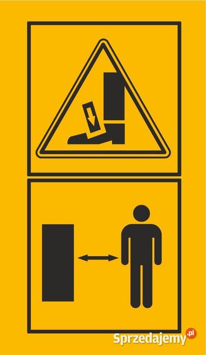 Naklejka ostrzegawcza uwaga przygniecenie Kamionna