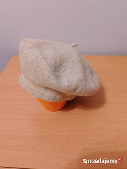 BERET wełniany szary melanż FEZKO 100 wełna z Złotniki