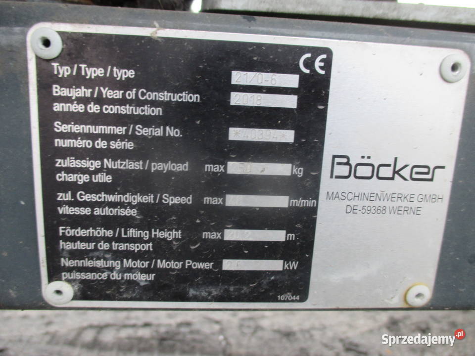 Winda towarowa drabina dekarska Bcker Junior Pleszew