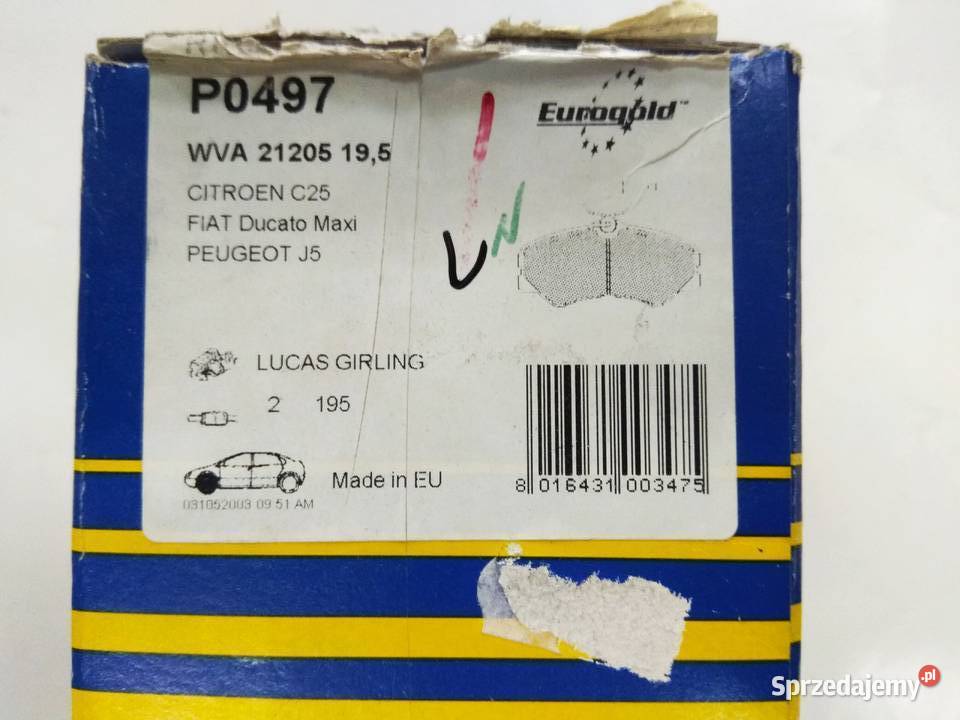 Klocki hamulcowe Citroen C25 Peugeot J5 Lublin sprzedam