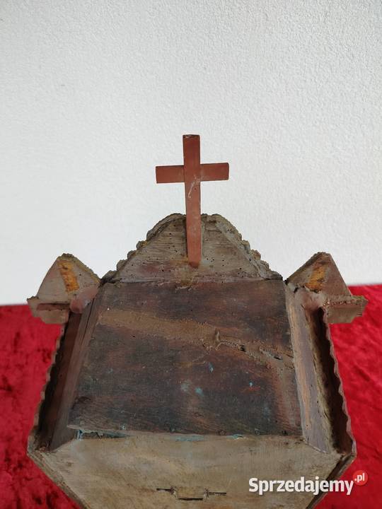 Stara unikatowa drewniana kapliczka tramp art Kęty