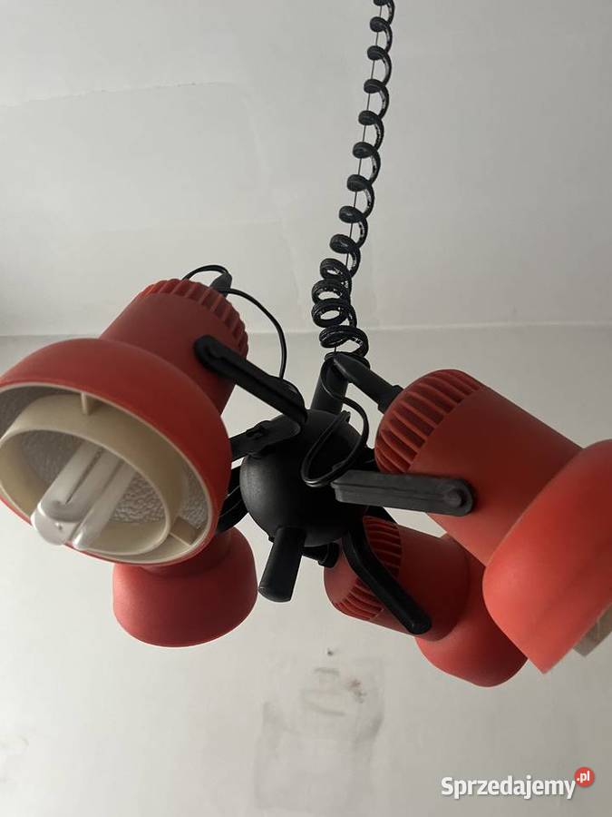 Czerwona lampa wisząca w stylu PRL Połam Piła wielkopolskie Swarzędz