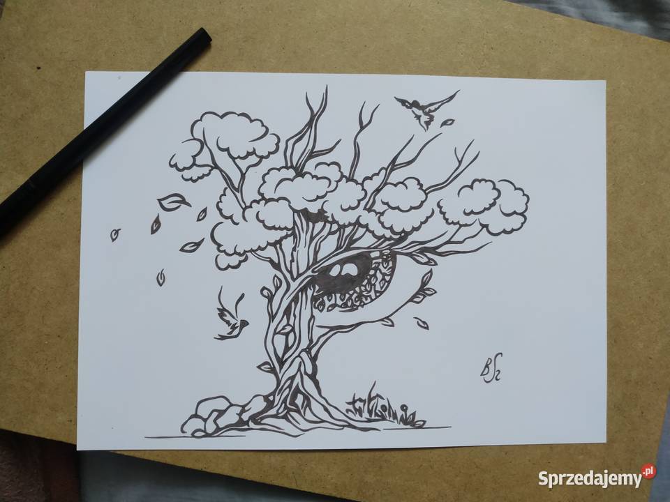 Rysunek oko cienkopis blok t A4 250 gm2 Warszawa sprzedam