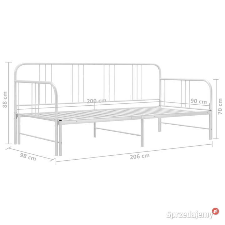 Sofa z wysuwaną ramą łóżka biała metalowa 90x200 185cm Warszawa