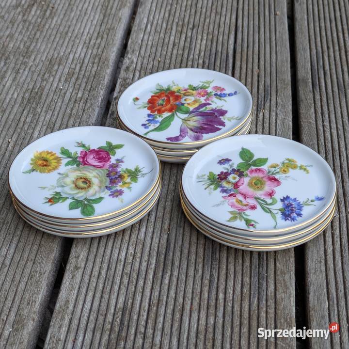 Trzy Ukwiecone TalerzykiKonfiturówki Frstenberg Legnica