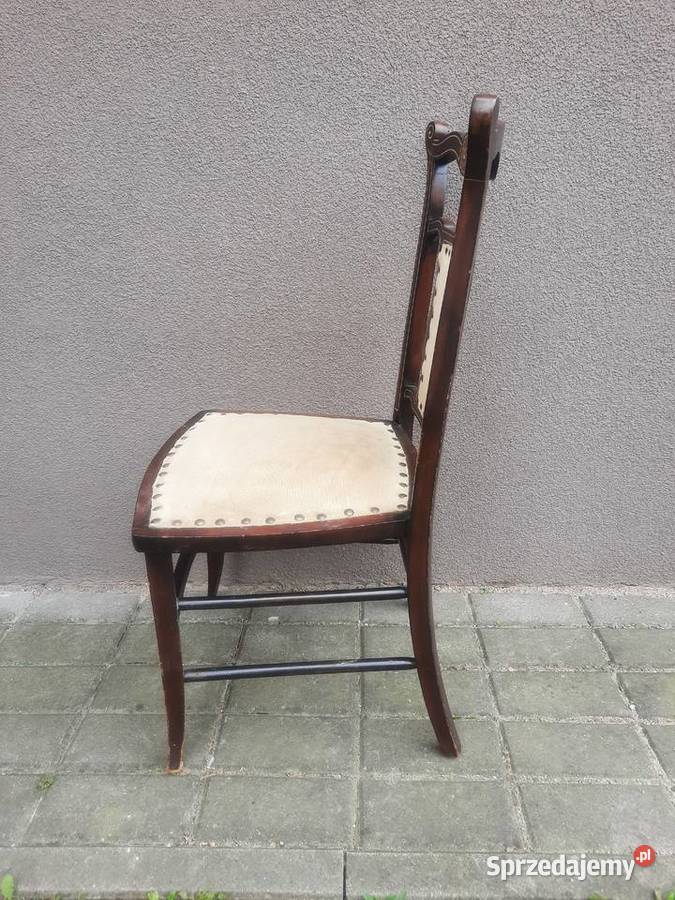 Stare małe krzesło dziecięce intarsje D078 Tczew