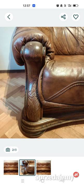 Skórzana kanapa 3 osobowa 195cm Wrocław sprzedam